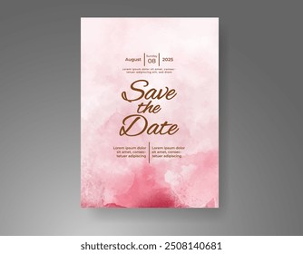 Wedding invitation with Abstract splashed watercolor background
