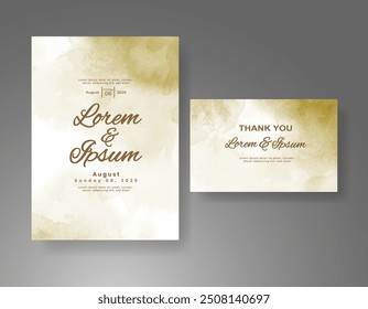 Wedding invitation with Abstract splashed watercolor background