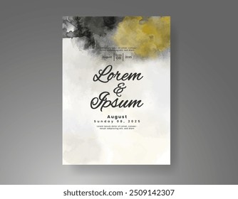 Wedding invitation with Abstract splashed watercolor background