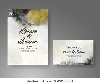 Wedding invitation with Abstract splashed watercolor background