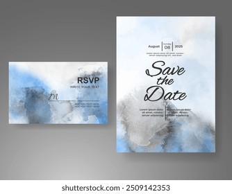 Wedding invitation with Abstract splashed watercolor background