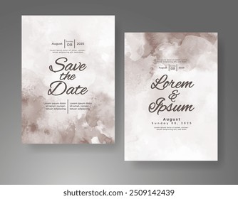 Wedding invitation with Abstract splashed watercolor background
