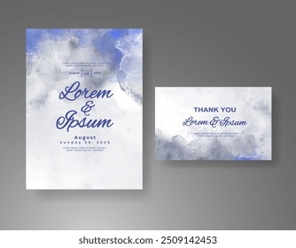 Wedding invitation with Abstract splashed watercolor background