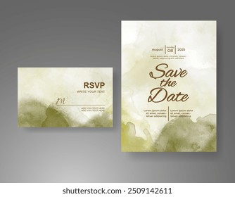 Wedding invitation with Abstract splashed watercolor background