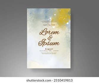 Wedding invitation with Abstract splashed watercolor background