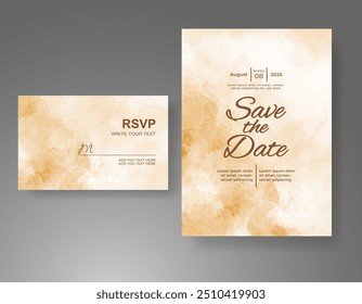 Wedding invitation with Abstract splashed watercolor background