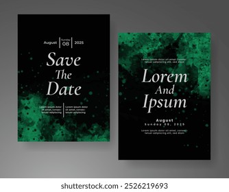 Wedding invitation with Abstract splashed watercolor background