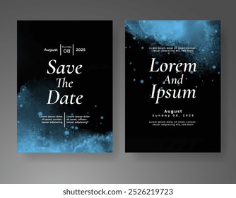 Wedding invitation with Abstract splashed watercolor background