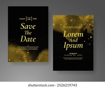 Wedding invitation with Abstract splashed watercolor background