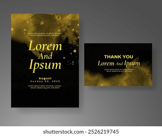 Wedding invitation with Abstract splashed watercolor background