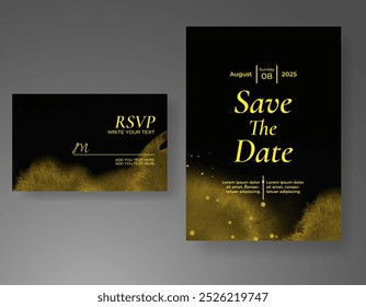 Wedding invitation with Abstract splashed watercolor background