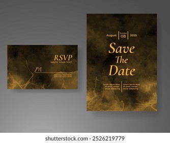 Wedding invitation with Abstract splashed watercolor background