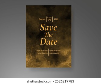Wedding invitation with Abstract splashed watercolor background