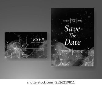 Wedding invitation with Abstract splashed watercolor background