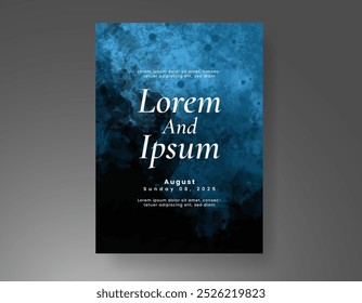 Wedding invitation with Abstract splashed watercolor background