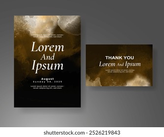 Wedding invitation with Abstract splashed watercolor background
