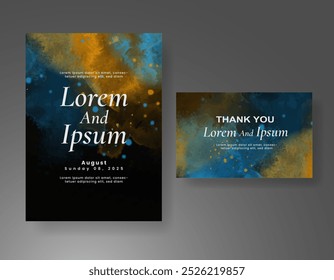 Wedding invitation with Abstract splashed watercolor background