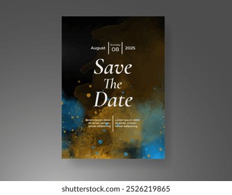 Invitación de Boda con fondo de acuarela salpicado Abstractas