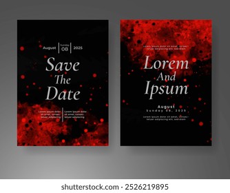 Wedding invitation with Abstract splashed watercolor background