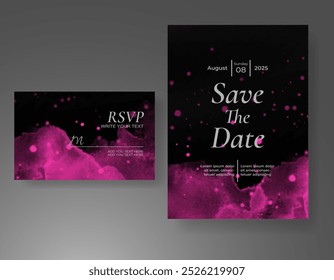 Convite de casamento com fundo abstrato de aquarela salpicada