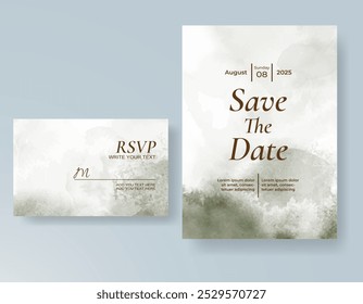 Wedding invitation with Abstract splashed watercolor background