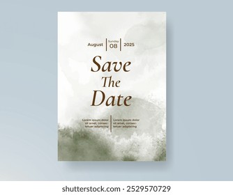 Wedding invitation with Abstract splashed watercolor background