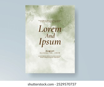 Wedding invitation with Abstract splashed watercolor background
