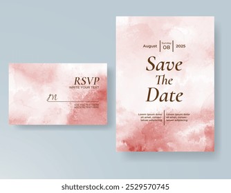 Wedding invitation with Abstract splashed watercolor background