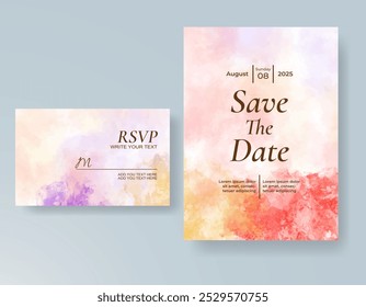 Invitación de Boda con fondo de acuarela salpicado Abstractas