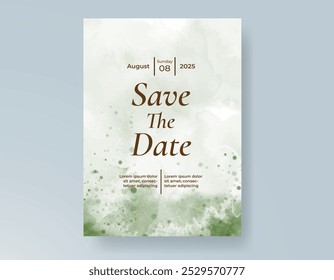 Wedding invitation with Abstract splashed watercolor background