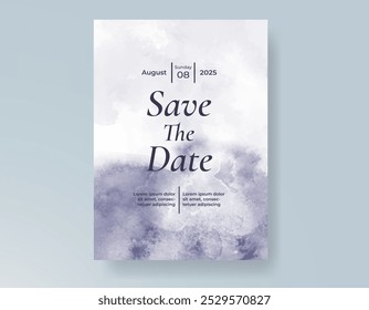 Wedding invitation with Abstract splashed watercolor background