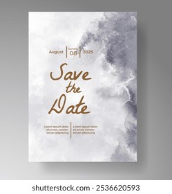 Wedding invitation with Abstract splashed watercolor background
