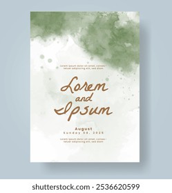 Wedding invitation with Abstract splashed watercolor background