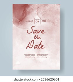 Wedding invitation with Abstract splashed watercolor background