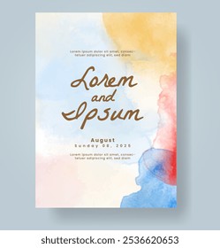 Invitación de Boda con fondo de acuarela salpicado Abstractas