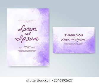 Wedding invitation with Abstract splashed watercolor background