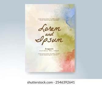 Hochzeitseinladung mit abstraktem spritzigem Aquarellhintergrund