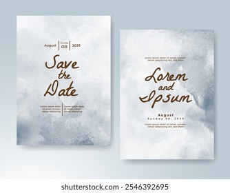 Wedding invitation with Abstract splashed watercolor background