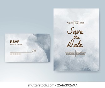 Wedding invitation with Abstract splashed watercolor background
