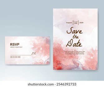 Convite de casamento com fundo abstrato de aquarela salpicada