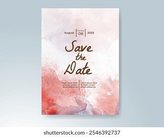 Wedding invitation with Abstract splashed watercolor background