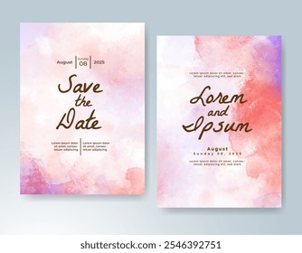 Wedding invitation with Abstract splashed watercolor background