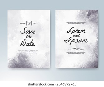 Wedding invitation with Abstract splashed watercolor background