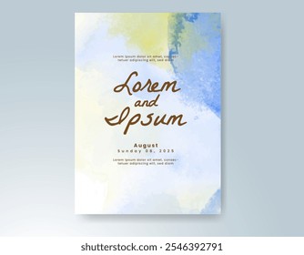 Wedding invitation with Abstract splashed watercolor background