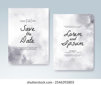 Wedding invitation with Abstract splashed watercolor background