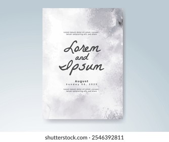Wedding invitation with Abstract splashed watercolor background