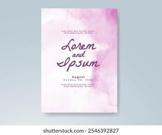 Wedding invitation with Abstract splashed watercolor background