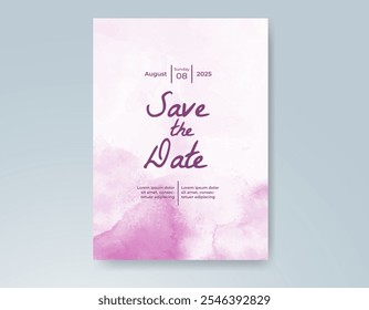 Wedding invitation with Abstract splashed watercolor background