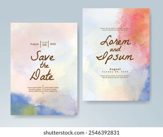Invitación de Boda con fondo de acuarela salpicado Abstractas