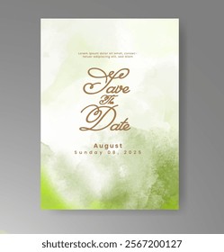 Wedding invitation with Abstract splashed watercolor background